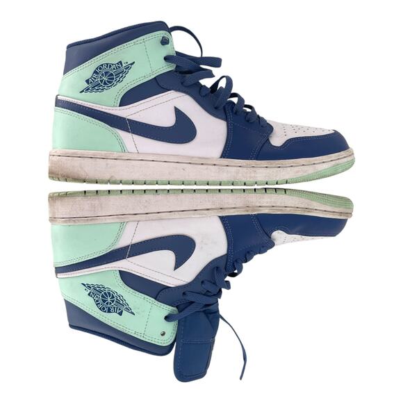 Nike Air Jordan 1 Mid Blue Mint Mystic Navy White 554724-413 Men’s Sz 10